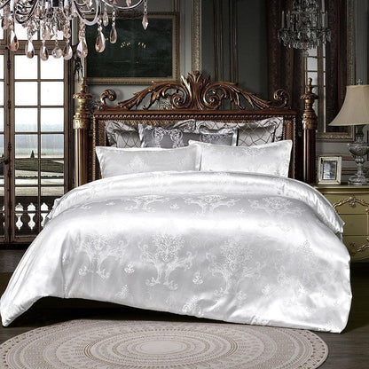 Luxurious Jacquard Polyester Bedding Ensemble with Matching Pillowcases - Vogue Aura