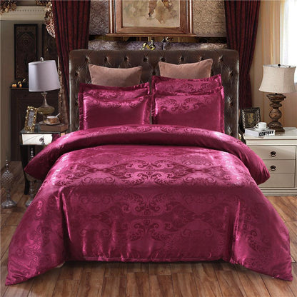 Luxurious Jacquard Polyester Bedding Ensemble with Matching Pillowcases - Vogue Aura