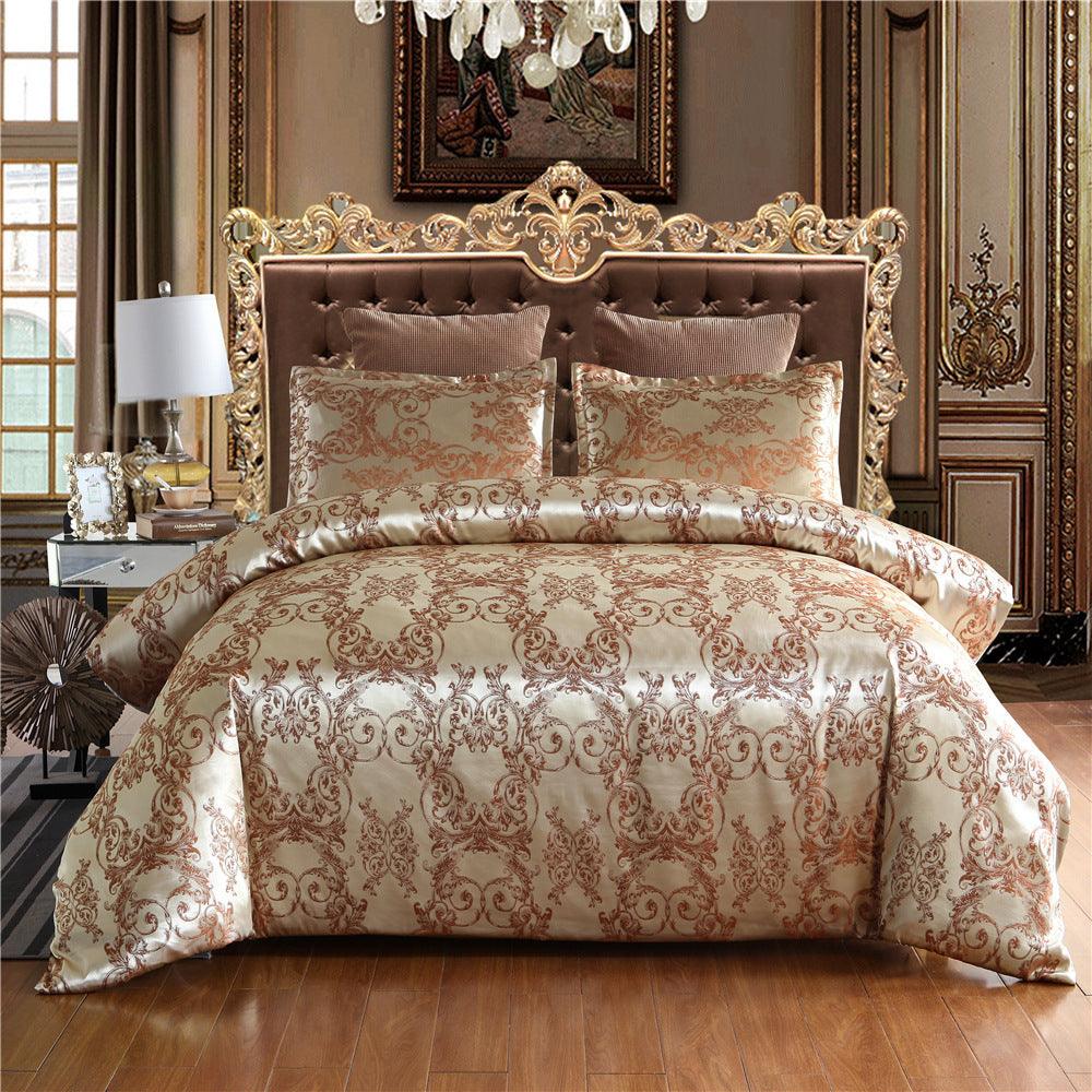 Luxurious Jacquard Polyester Bedding Ensemble with Matching Pillowcases - Vogue Aura