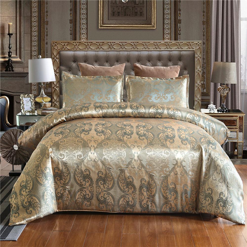 Luxurious Jacquard Polyester Bedding Ensemble with Matching Pillowcases - Vogue Aura