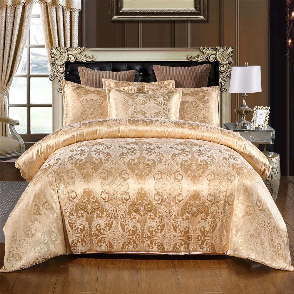 Luxurious Jacquard Polyester Bedding Ensemble with Matching Pillowcases - Vogue Aura