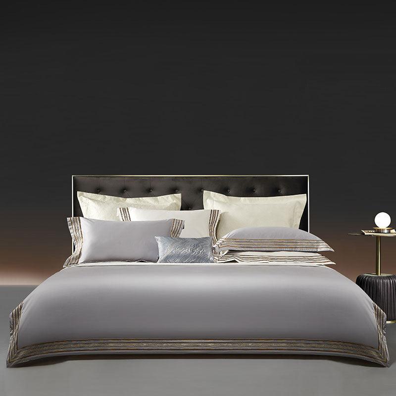 Luxurious Pima Cotton Embroidered Bedding Set - Four-Piece Collection - Vogue Aura