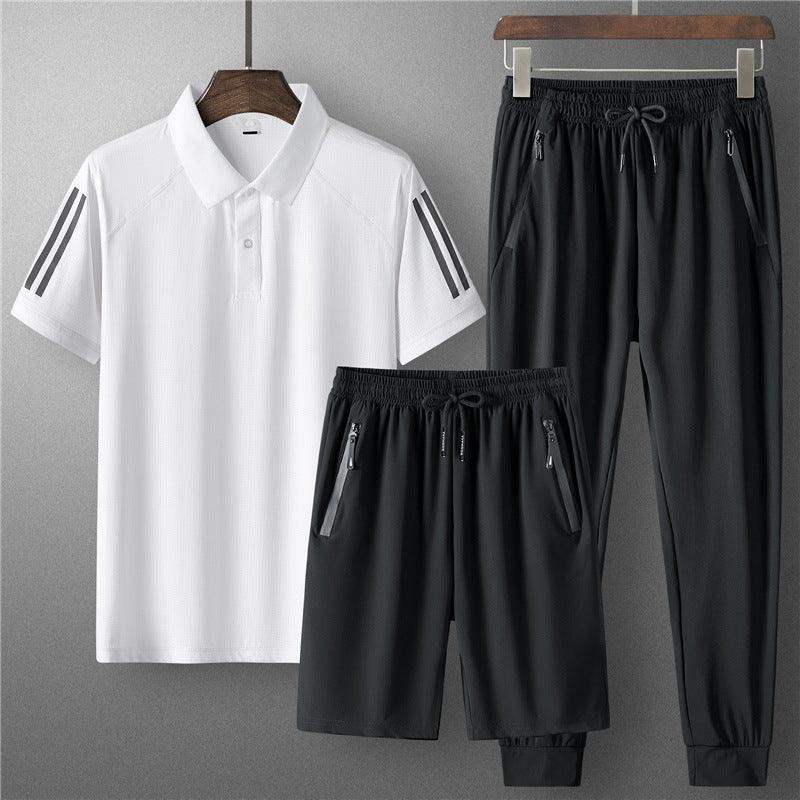 Men's Ice Silk Summer Sports Set - Vogue Aura