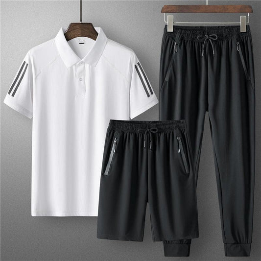 Men's Ice Silk Casual Sports Set for Summer Activities - Vogue Aura