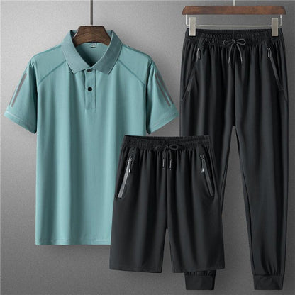 Men's Ice Silk Summer Sports Set - Vogue Aura