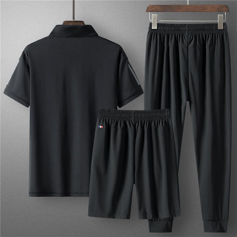 Men's Ice Silk Summer Sports Set - Vogue Aura