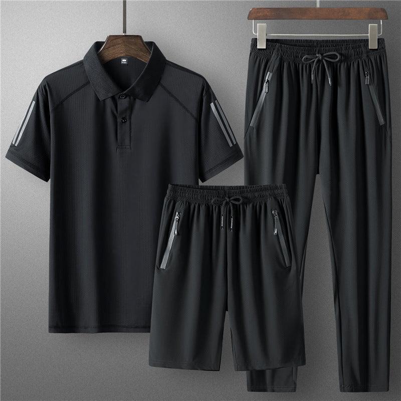 Men's Ice Silk Summer Sports Set - Vogue Aura