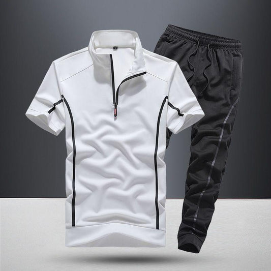 Men's Lightweight Casual Running Suit - Stylish Two-Piece Set with Stand Collar - Vogue Aura