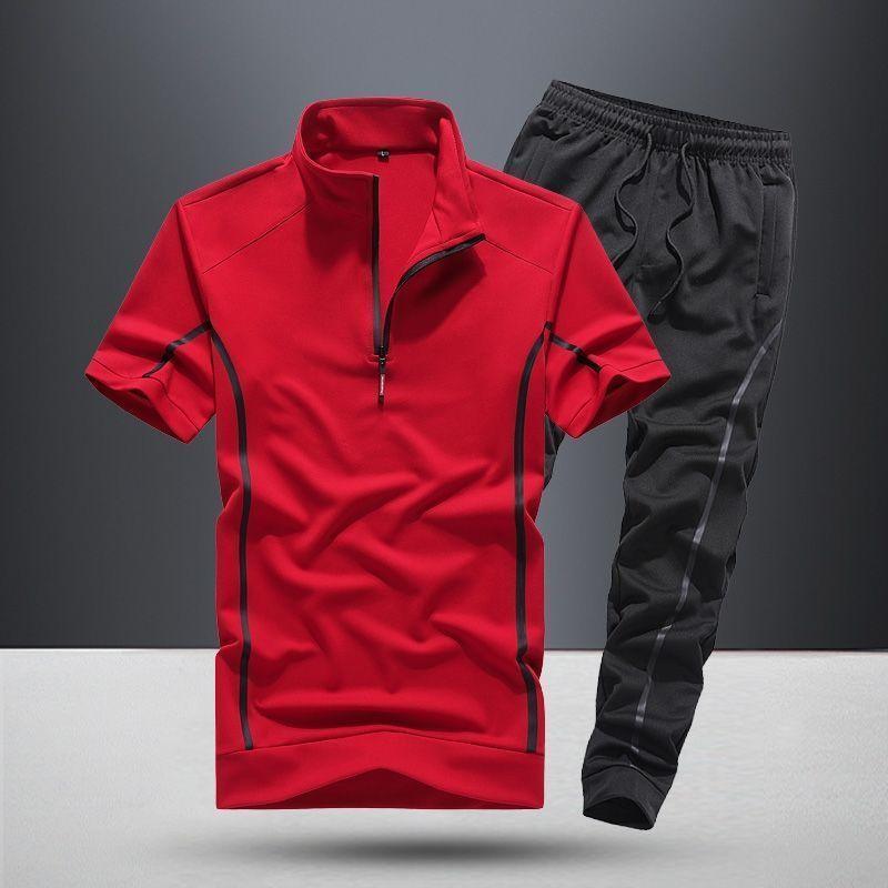 Men's Lightweight Casual Running Suit - Stylish Two-Piece Set with Stand Collar - Vogue Aura