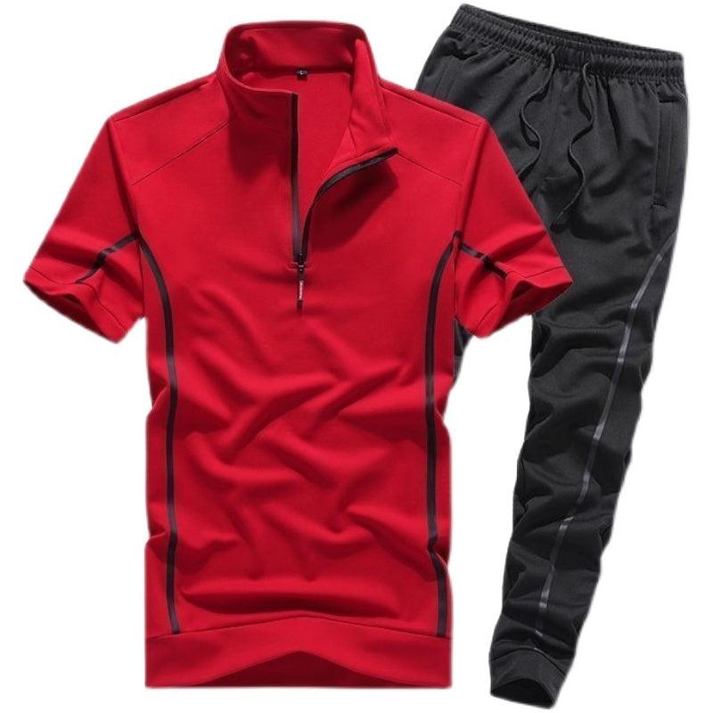 Men's Lightweight Casual Running Suit - Stylish Two-Piece Set with Stand Collar - Vogue Aura