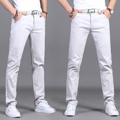 Men's Cotton Mid-Rise Straight Casual Trousers - Vogue Aura