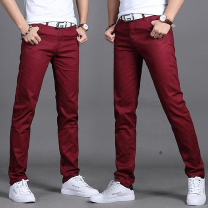 Men's Cotton Mid-Rise Straight Casual Trousers - Vogue Aura