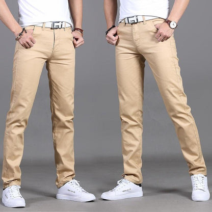 Men's Cotton Mid-Rise Straight Casual Trousers - Vogue Aura