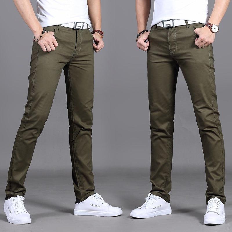 Men's Cotton Mid-Rise Straight Casual Trousers - Vogue Aura