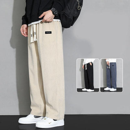 Men's Loose Fit Wide-Leg Trousers in Cotton Blend - Vogue Aura