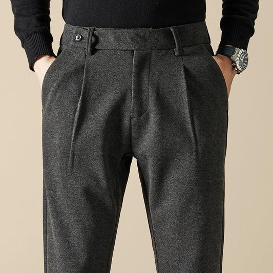 Men's Loose Fit Straight Woolen Trousers - Vogue Aura