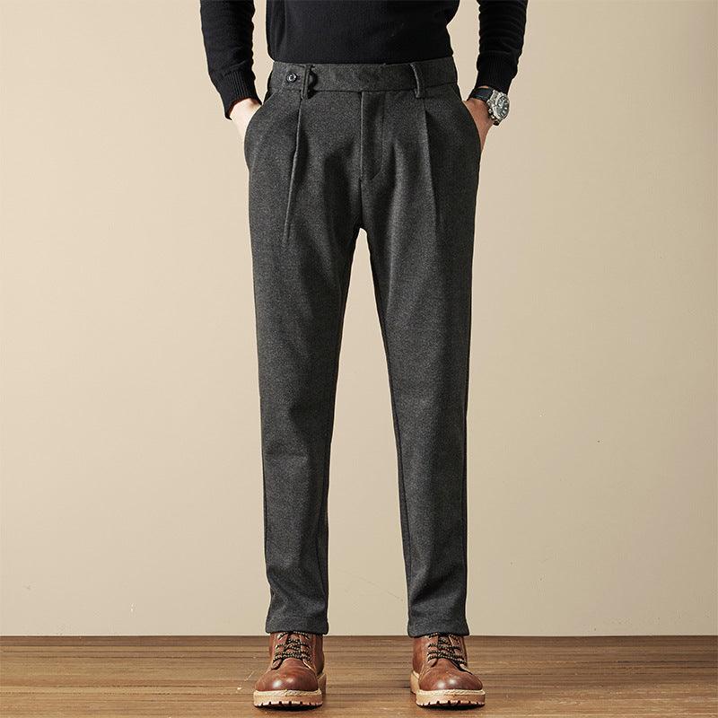 Men's Loose Fit Straight Woolen Trousers - Vogue Aura