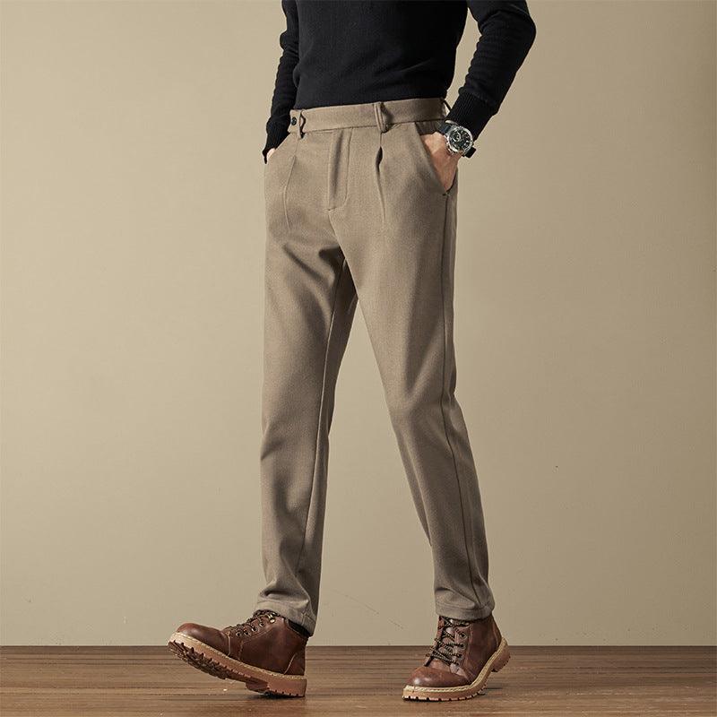 Men's Loose Fit Straight Woolen Trousers - Vogue Aura