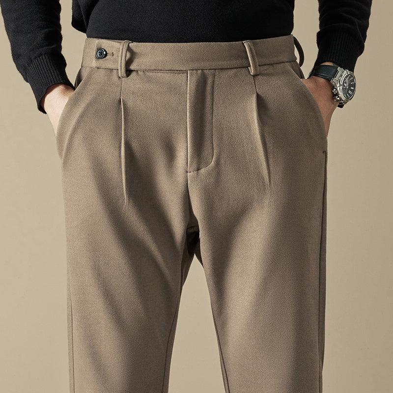 Men's Loose Fit Straight Woolen Trousers - Vogue Aura