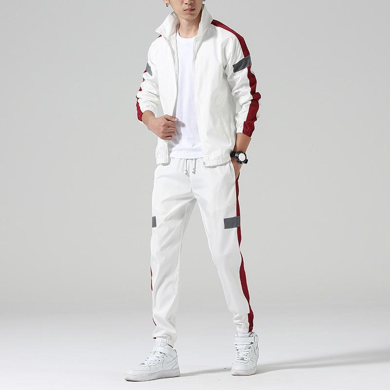 Men's Plus Velvet Sportswear Suit with Stand Collar Jacket and Loose Sweatpants - Vogue Aura