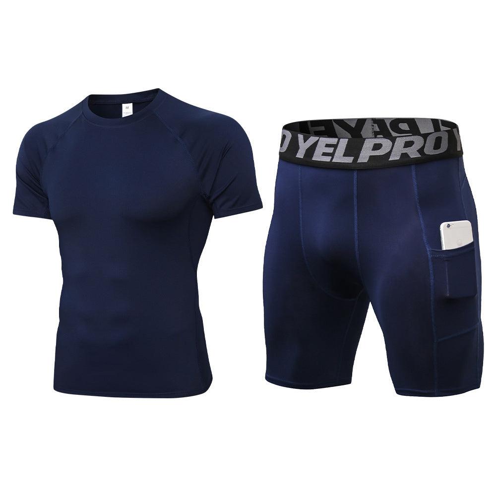 Men's Short-Sleeve Quick-Dry Running Set with Breathable Shorts - Vogue Aura