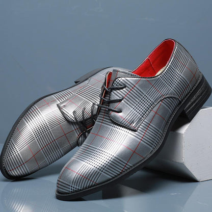 Men’s Contemporary Leather Lace-Up Shoes with Stripes - Vogue Aura