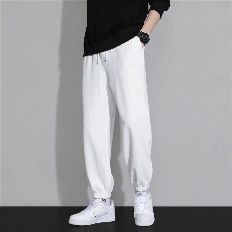 Men's Summer Loose Waffle Long Pants for Effortless Style and Comfort - Vogue Aura