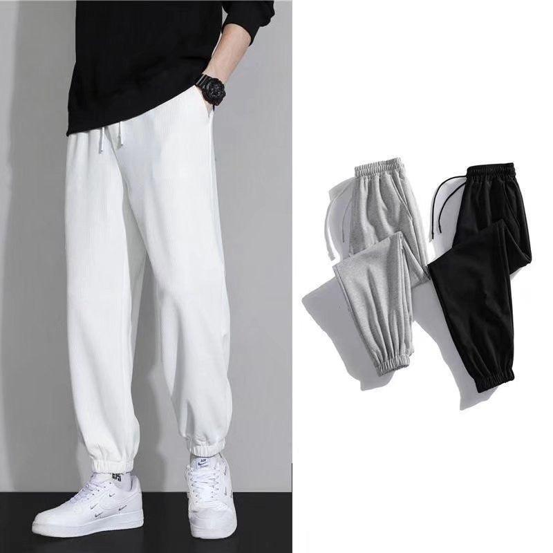 Men's Summer Loose Waffle Long Pants for Effortless Style and Comfort - Vogue Aura