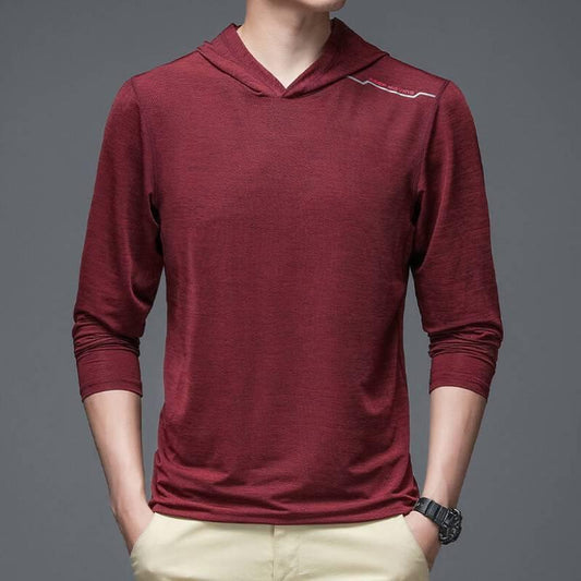 Men's Versatile Hooded Long Sleeve T-Shirt for Casual Sportswear - Vogue Aura