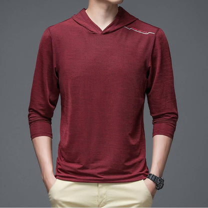 Men's Premium Hooded Long Sleeve T-Shirt for Versatile Casual Wear - Vogue Aura