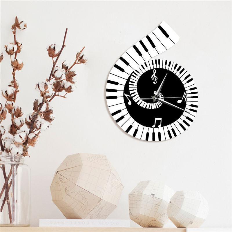 Musical Harmony Wall Clock with Treble Clef and Piano Design - Vogue Aura