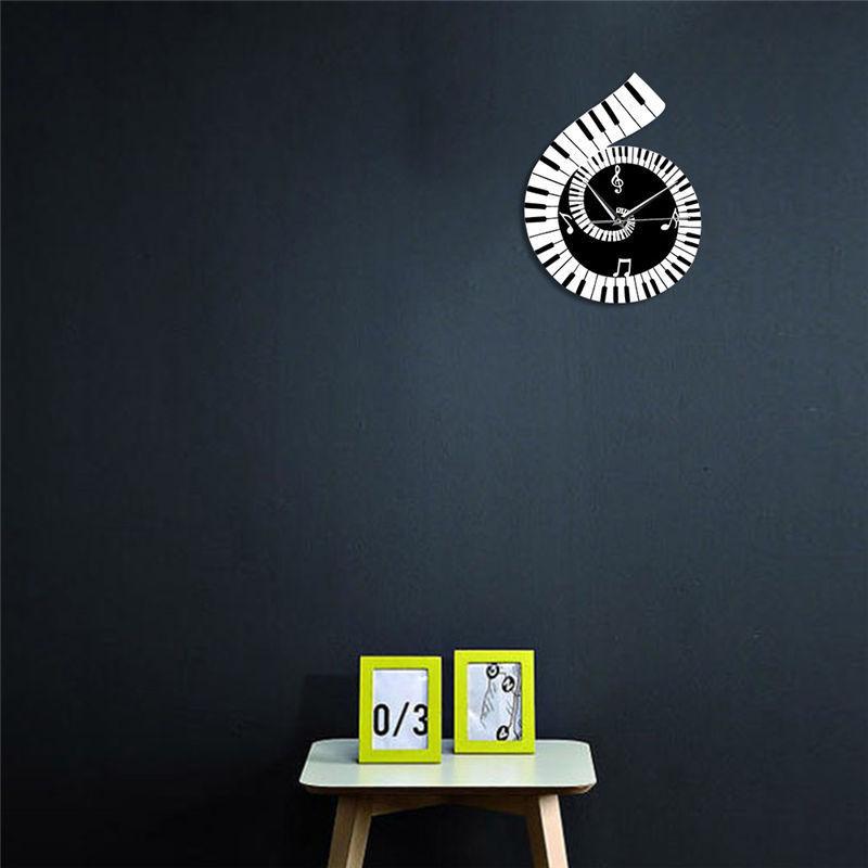 Musical Harmony Wall Clock with Treble Clef and Piano Design - Vogue Aura