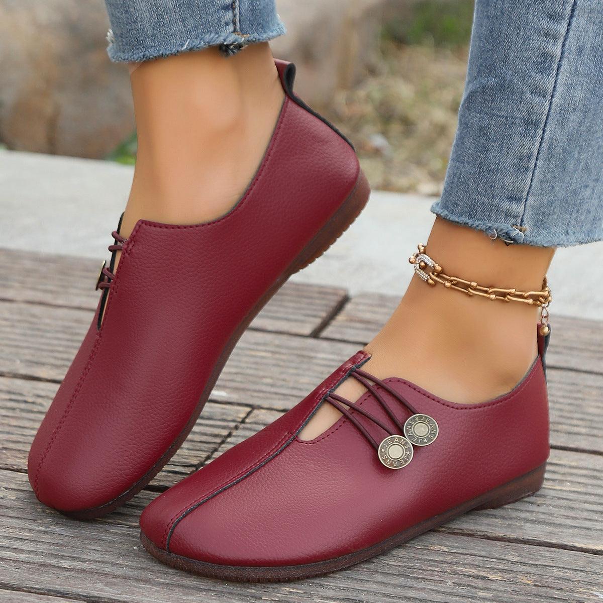 Soft Leather Casual Autumn Pumps - Plus Sizes Available - Vogue Aura