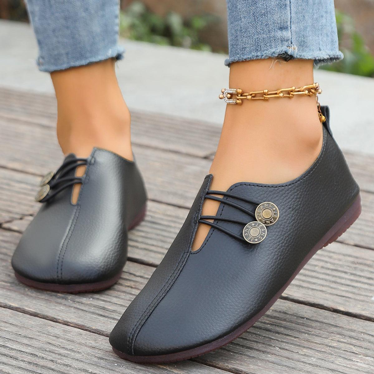 Soft Leather Casual Autumn Pumps - Plus Sizes Available - Vogue Aura