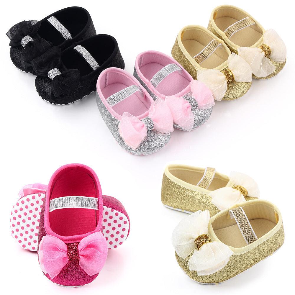 Newborn Princess Shoes Baby Shoes Soft Soled Baby Shoes Bow Princess Shoes Single Shoes - Vogue Aura