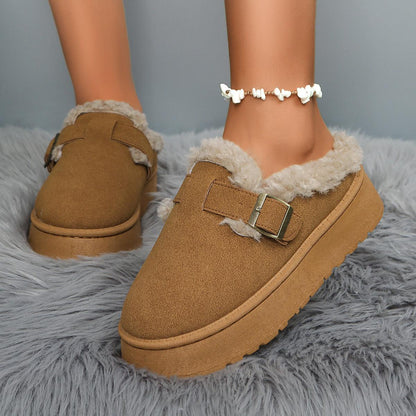 Platform Fluffy Velvet Casual Cotton-Padded Shoes - Vogue Aura