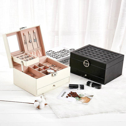 PU Leather Embroidered Large-capacity Jewelry Box - Vogue Aura