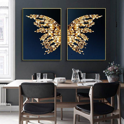 Radiant Golden Butterfly Wings Art Print - Vogue Aura