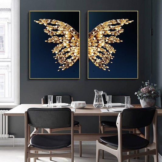 Radiant Golden Butterfly Wings Art Print - Vogue Aura