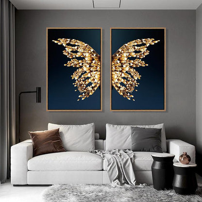 Radiant Golden Butterfly Wings Art Print - Vogue Aura