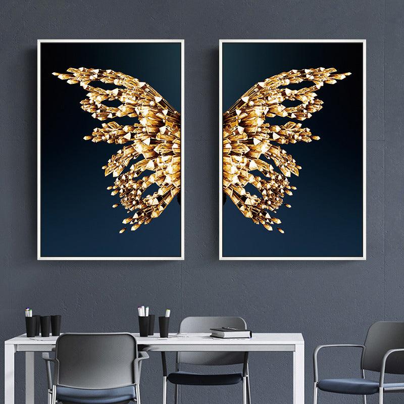 Radiant Golden Butterfly Wings Art Print - Vogue Aura