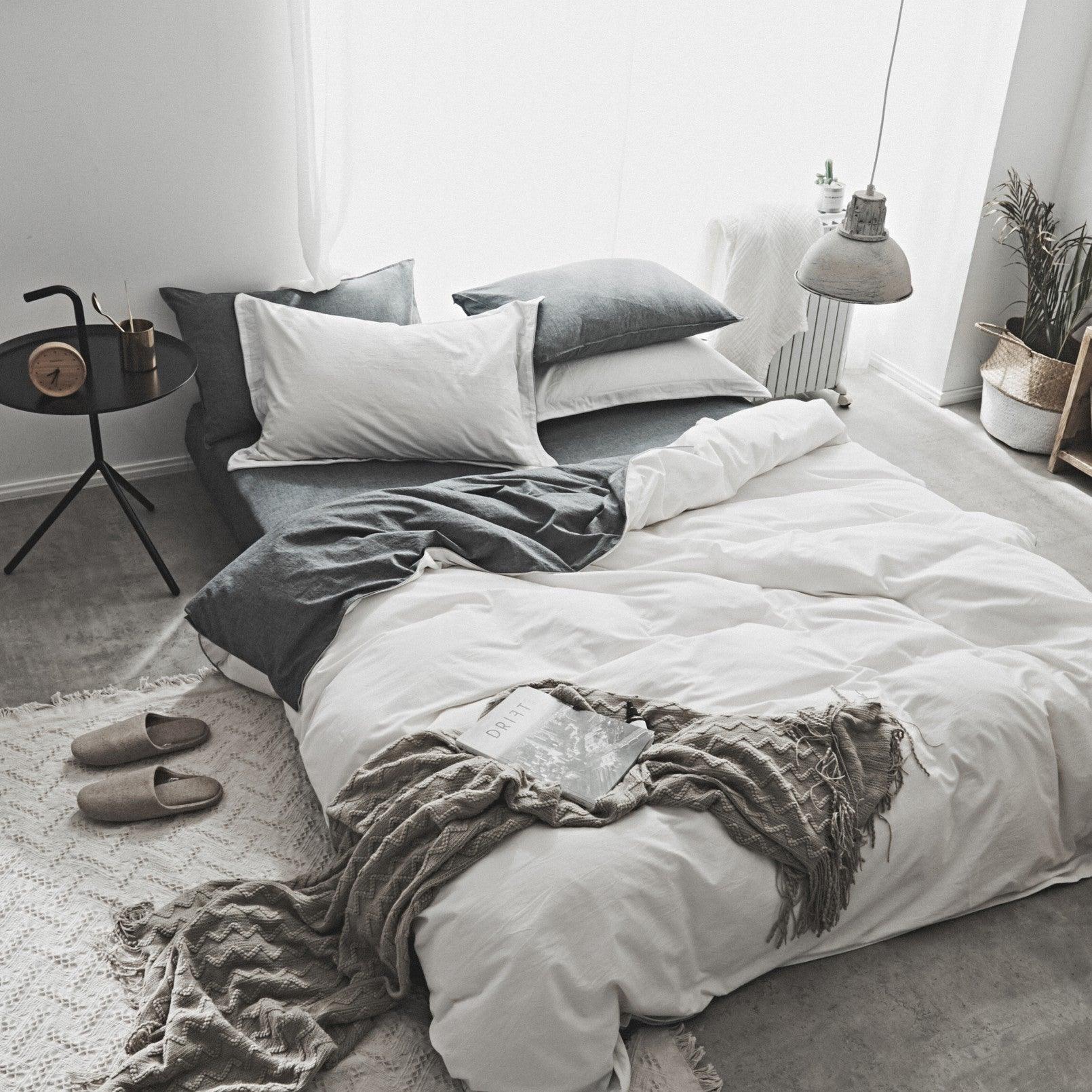 Scandinavian-Style Soft Washed Cotton Bedding Collection for Students - Vogue Aura