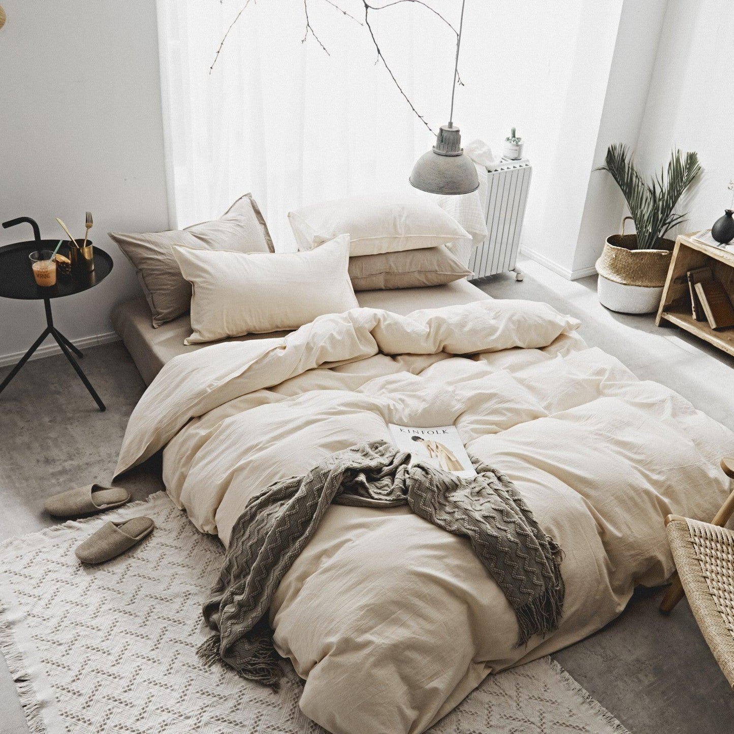 Scandinavian-Style Soft Washed Cotton Bedding Collection for Students - Vogue Aura