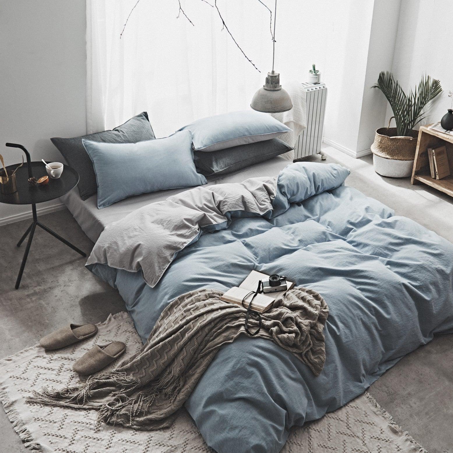 Scandinavian-Style Soft Washed Cotton Bedding Collection for Students - Vogue Aura