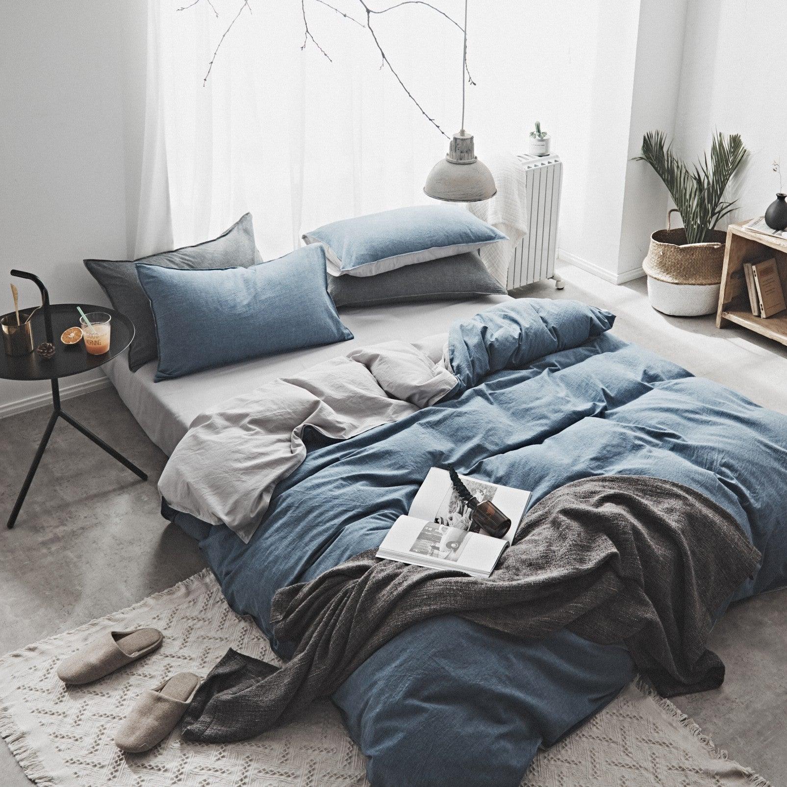 Scandinavian-Style Soft Washed Cotton Bedding Collection for Students - Vogue Aura