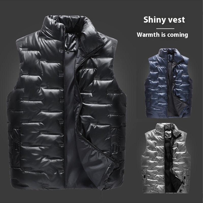 Sleek Men's Casual Glossy Down Vest for Ultimate Comfort - Vogue Aura