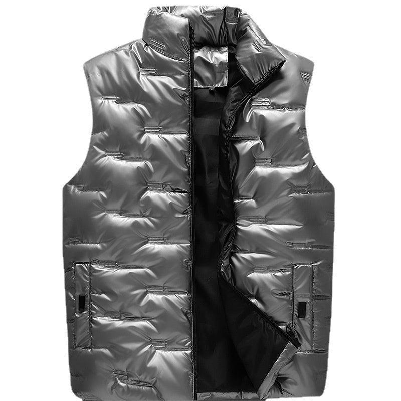 Sleek Men's Casual Glossy Down Vest for Ultimate Comfort - Vogue Aura