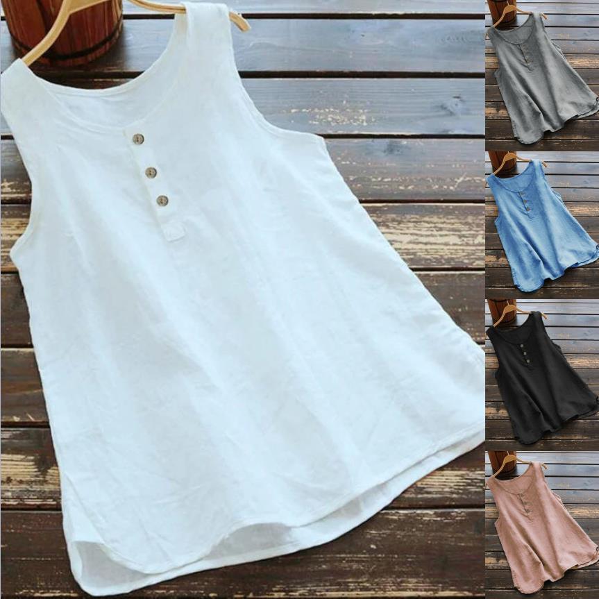 Casual Chic Sleeveless Cotton-Linen Vest - Vogue Aura