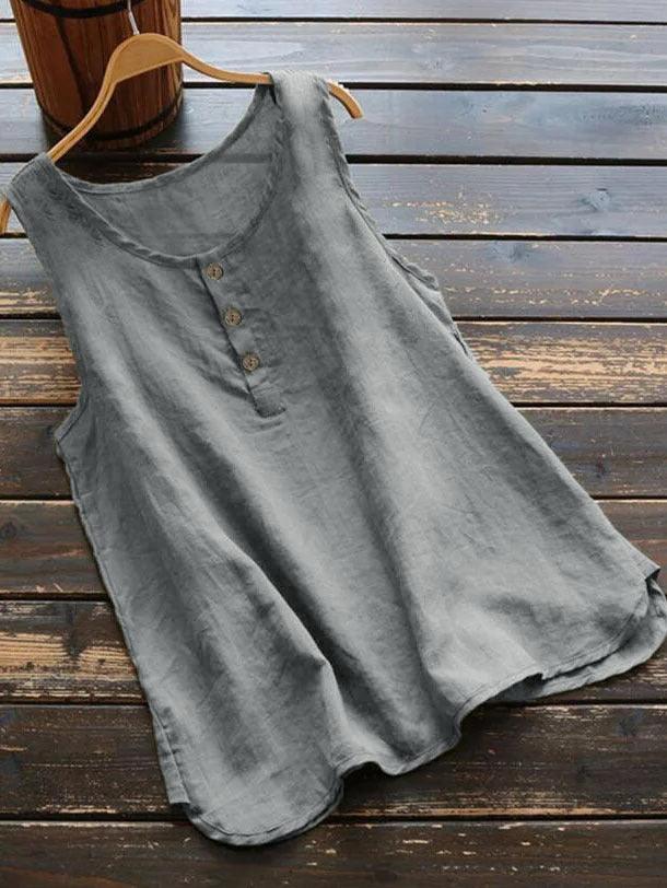 Sleeveless Cotton-Linen Vest for Effortless Casual Chic Style - Vogue Aura