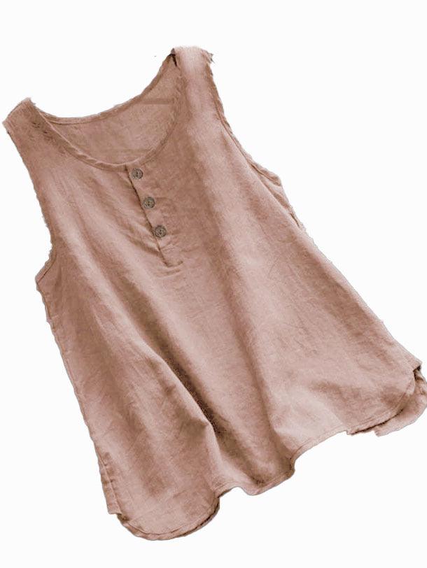 Casual Chic Sleeveless Cotton-Linen Vest - Vogue Aura